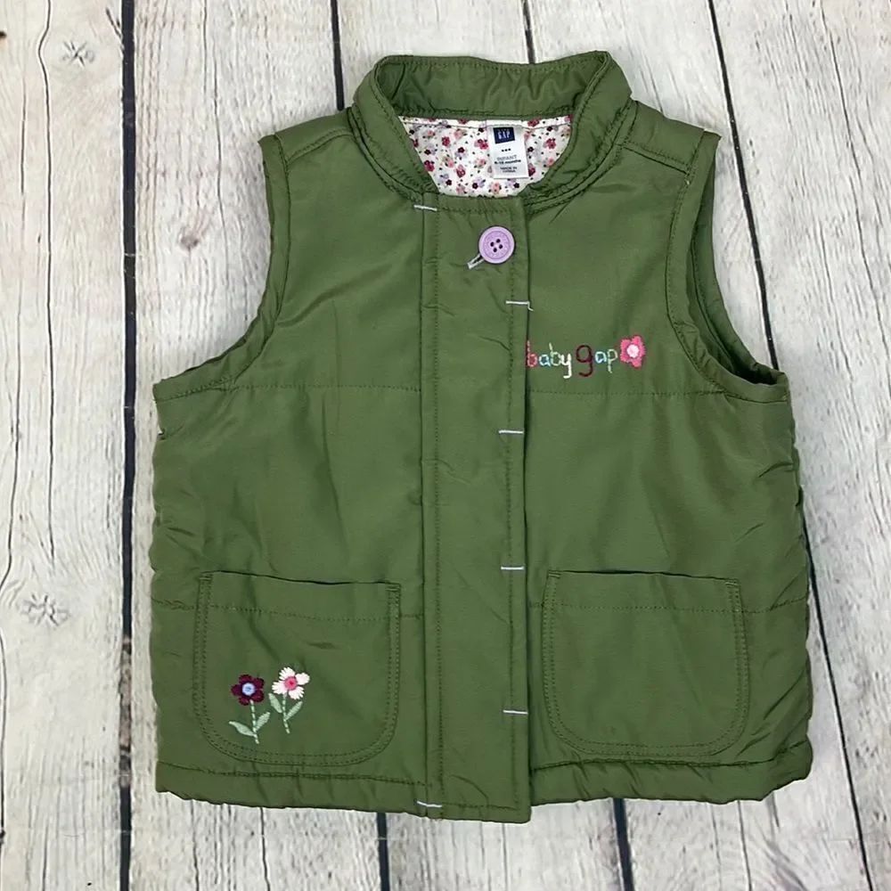 Baby Gap Green Floral Vest 6-12 Months